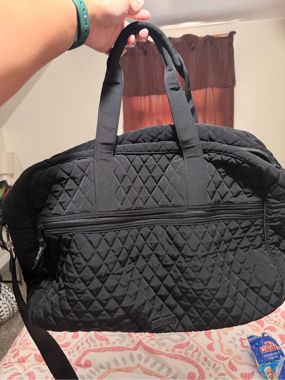 Vera Bradley Black Quilted Travel Duffel - Picture 2 of 3